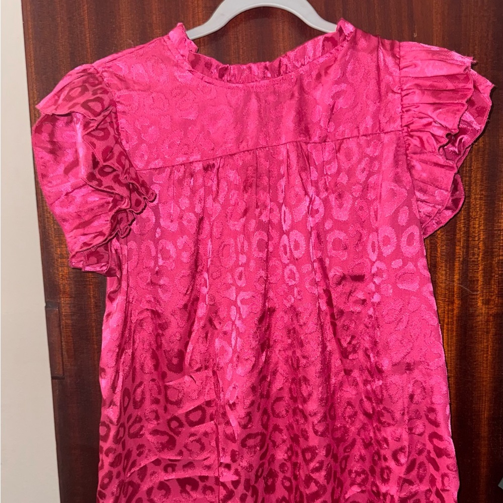 Pink Leopard Print Blouse